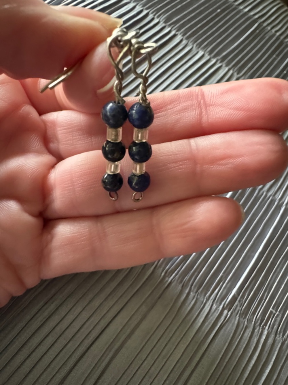 Handcrafted Blue Bead Dangle Earrings